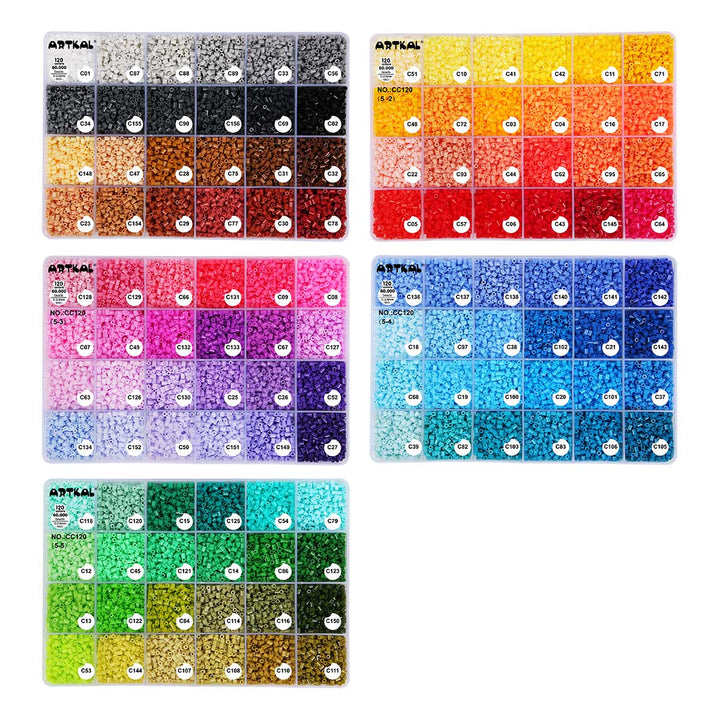 Plateaux de Mini billes fusibles C-2.6mm 120 couleurs 60,000/pqt