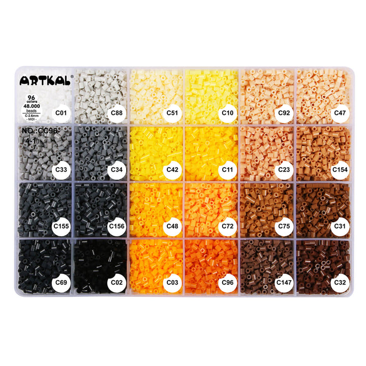 Plateaux de Mini billes fusibles C-2.6mm 96 couleurs 48,000/pqt