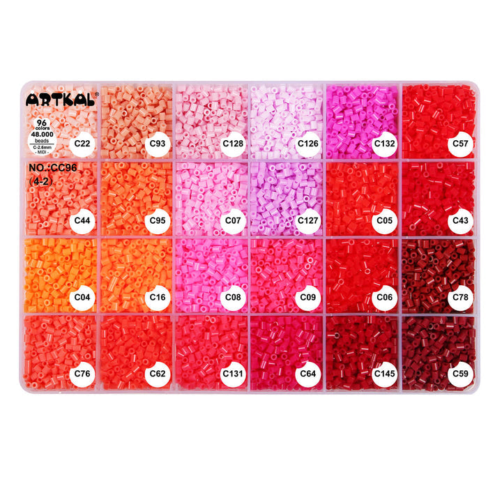 Plateaux de Mini billes fusibles C-2.6mm 96 couleurs 48,000/pqt