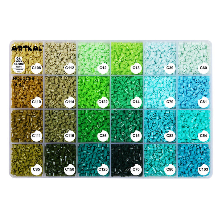 Plateaux de Mini billes fusibles C-2.6mm 96 couleurs 48,000/pqt