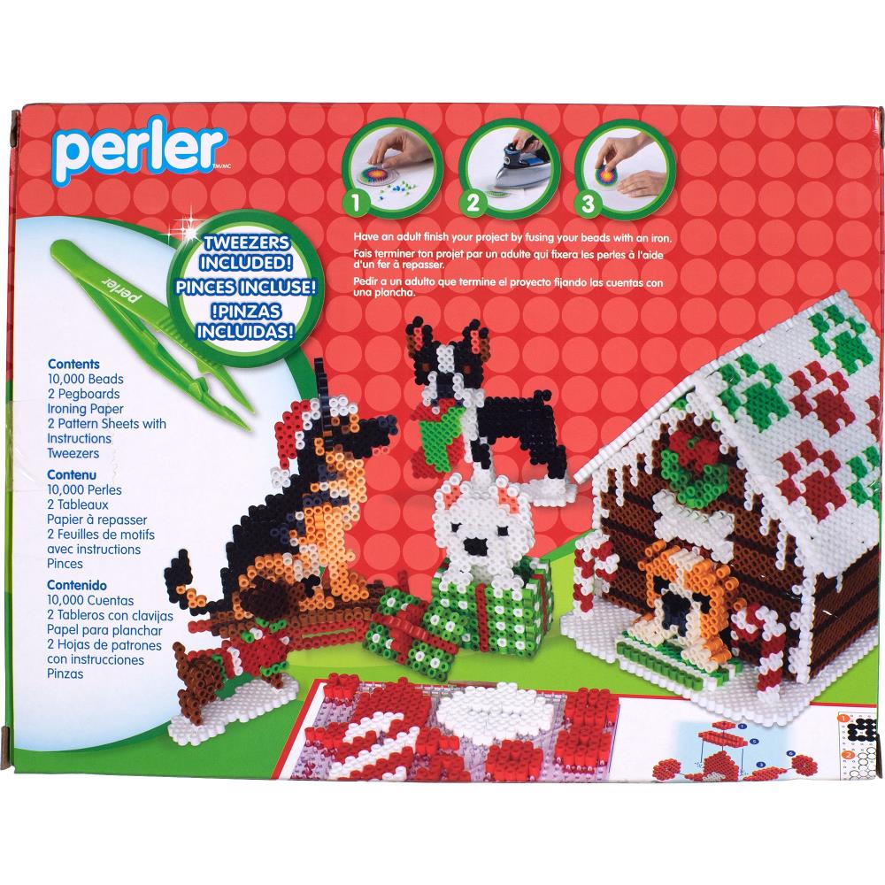 Kit d'activités de billes fusibles des fêtes - Niche de chien pain d'épice en 3D