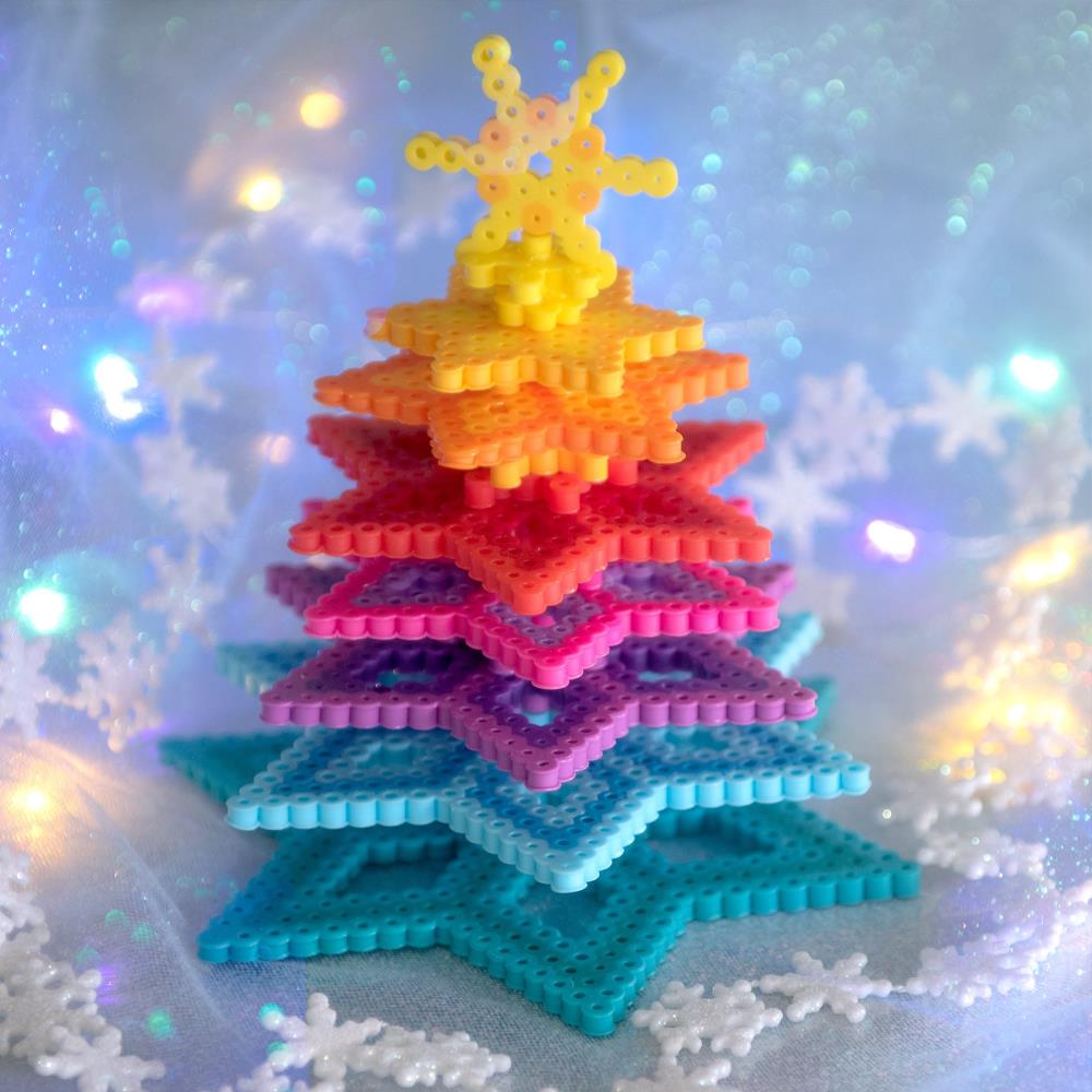 Kit d'activité de billes fusibles des fêtes - Arbre de Noël arc-en-ciel en 3D (Discontinué)