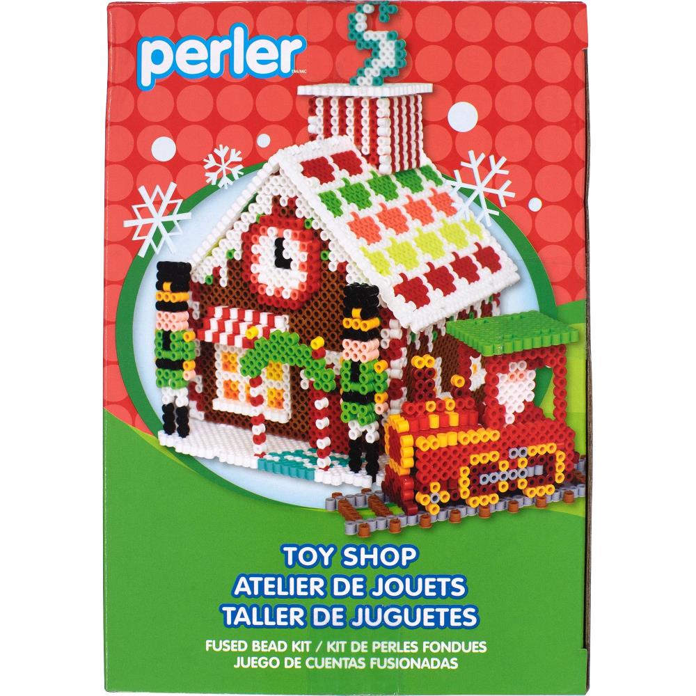 Kit d'activités de billes fusibles des fêtes - Magasin de jouets pain d'épice en 3D