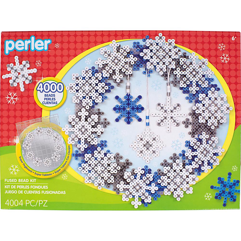 Kit d'activité de billes fusibles des fêtes - Couronne de flocon de neige