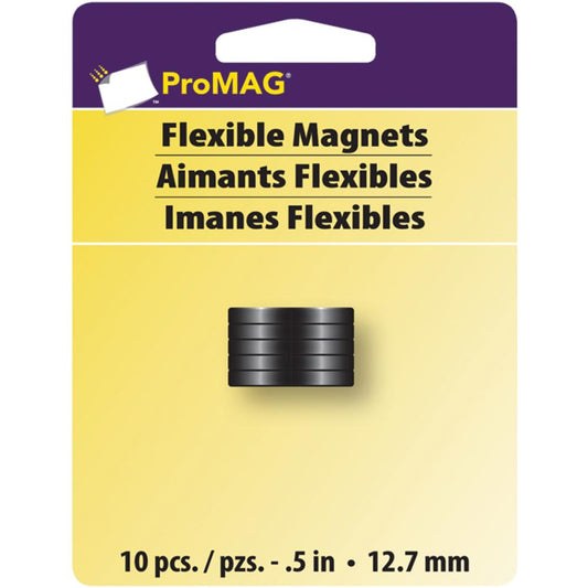 Aimants ronds flexibles - 0.5" 10/Pqt
