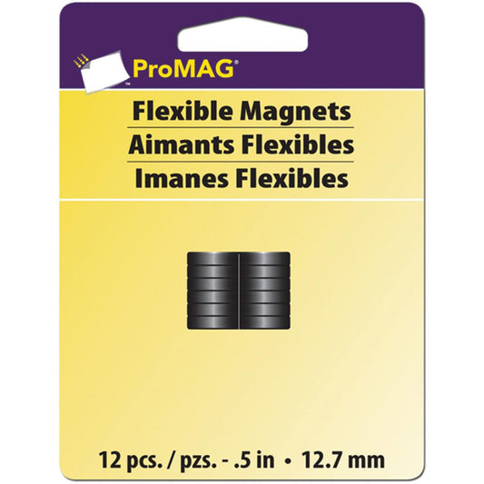 Aimants ronds flexibles - 0.5'' 12/pqt